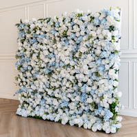 HK-FW001 Vente en gros Panneau mural floral 3D en soie enroulable 8x8ft, toile de fond artificielle de roses 5D de 8ft