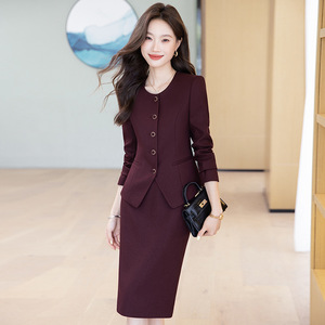 Women's Two Piece Suit <b>Set</b> Midi Skirt Full Sleeve <b>Office</b> Lady Spring Anti Wrinkle Worsted Fabric - Product Image 4