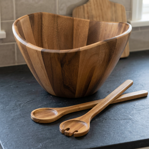 Ensemble de bols en bois poli au design vintage, écologiques, adaptés au contact alimentaire, faits à la main, pour le camping, la décoration de fête - Product Image 1