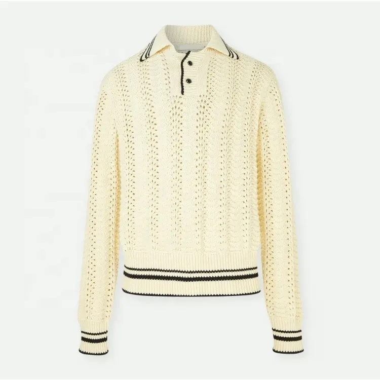 Knitwear manufacturer custom spring autumn polo collar long sleeve pullover knitted men's cotton sweater