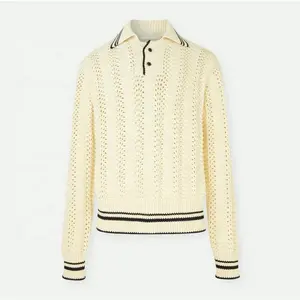 Knitwear Manufacturer Custom Spring Autumn Polo Collar Long Sleeve Pullover Knitted Men's Cotton Sweater