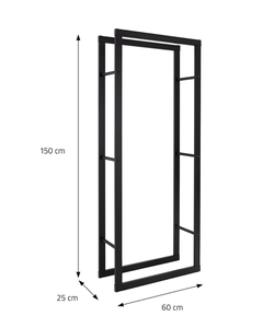 Support à bois de chauffage moderne en métal noir (porte-bûches) pour usage intérieur Solution de stockage du bois 100x25x40cm - Product Image 1