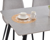 Meja Makan Batu Sinter Tahan Air Modern dengan Kaki Stainless Steel Portabel untuk Rumah Kantor