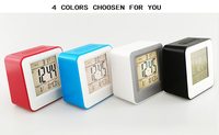 Reloj despertador de escritorio con Control de sonido LCD Digital con pilas de diseño cúbico pequeño multifunción 3632