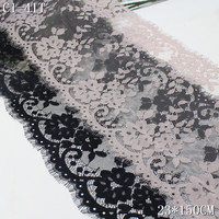 Dentelle Chantilly en nylon en gros, couleur personnalisée, 22 cm, noir et violet, galon de dentelle Chantilly française pour robe femme