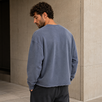 Sudadera Personalizada con Efecto Desgastado, Bajo Deshilachado, Algodón Peinado Premium, Estilo Oversize, Sudadera de Streetwear para Hombre