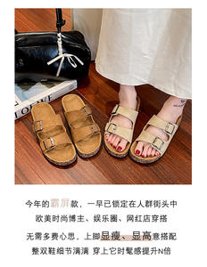 รองเท้าแตะส้นไม้แบบเปิดนิ้วเท้า หนังกลับคุณภาพสูง ราคาประหยัด สำหรับผู้หญิง ใส่ลำลอง เล่นกีฬา หรือทำกิจกรรมกลางแจ้งในฤดูร้อน - Product Image 6