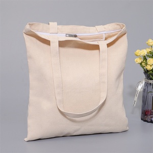 Sac en coton personnalisé avec logo imprimé, réutilisable, OEM ODM, noir, blanc, <span class=keywords><strong>rose</strong></span>, couleur naturelle, sac fourre-tout en toile 100% coton avec fermeture éclair - Product Image 4
