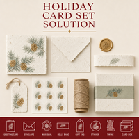 Carte de Noël personnalisée 5x7 pouces en carton avec impression aquarelle, motif gaufré à l'or, enveloppe incluse pour carte de vœux d'entreprise