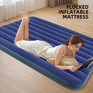 Portable Outdoor Flocked Eco-Friendly PVC Inflatable Mattress Single Camping <b>Folding</b> <b>Bed</b> Lazy Floor Mat Home Use Air - Product Image 3