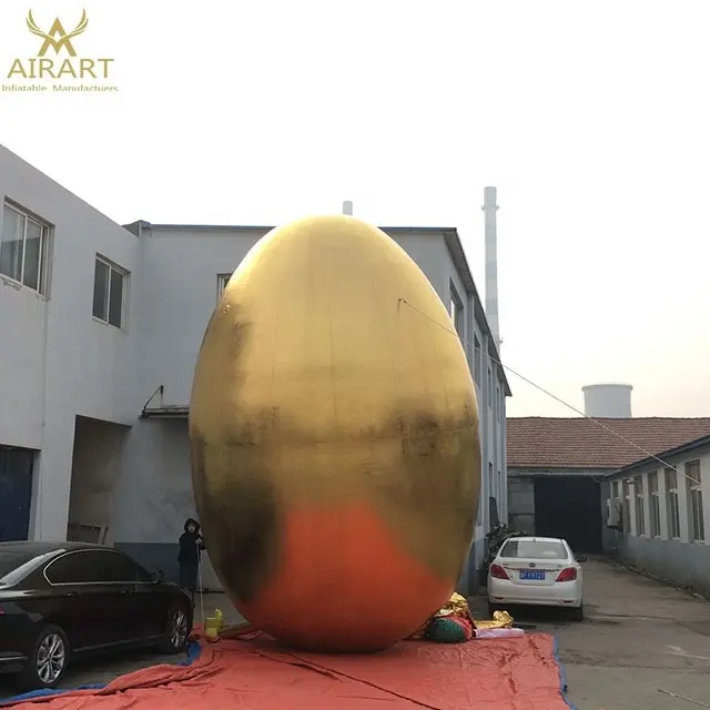 Mega Gold Egg, Oeuf de Pâques gonflable géant, Grandes décorations de Pâques gonflables