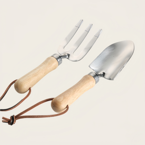 Kit d'outils de jardinage en acier inoxydable avec truelle à manche en bois, outil de désherbage, support pour outils de jardin et présentoir pour pelles de jardin - Product Image 4