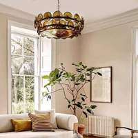 Lustre suspendu de luxe en verre brun rétro français pour salon, nouveau style américain pour chambre à coucher