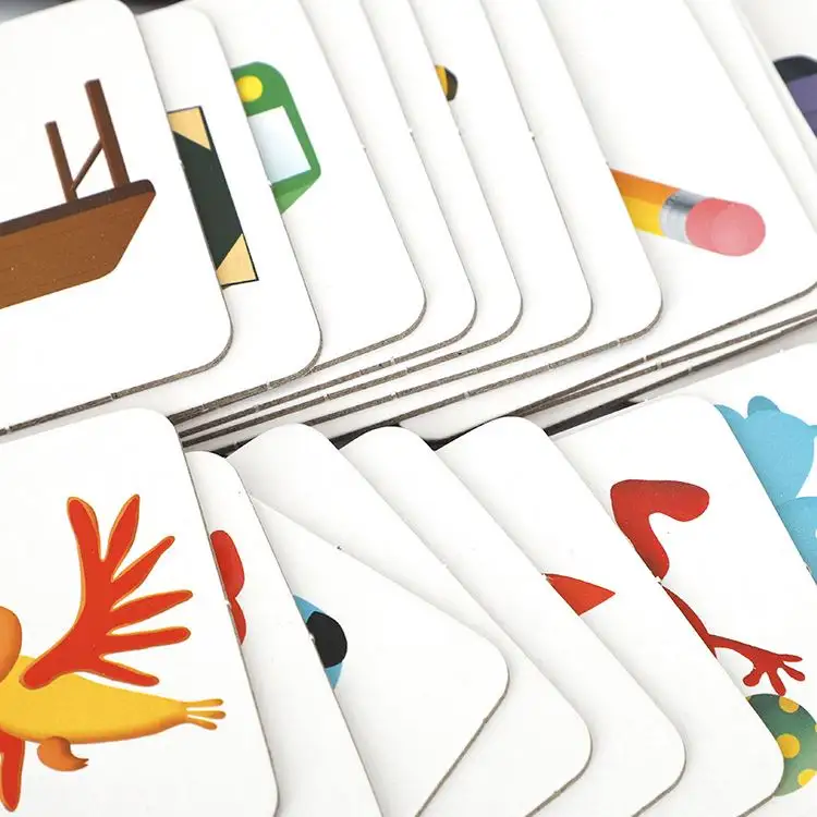 Juego de cartas de cartón personalizado para niños, juego de cartas de papel