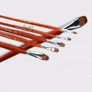 Lot de 6 pinceaux à tête ronde en poils de blaireau avec manche en bois pour gouache, peinture à l'huile, acrylique et aquarelle, pour l'enseignement artistique et la formation des étudiants - Product Image 4