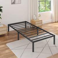Cadre de lit double moderne en fer avec hauteur réglable, montage rapide, rangement sous le lit silencieux pour hôtels, chambres et salons