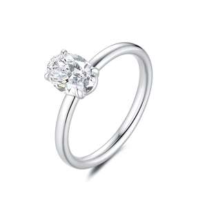 18K Witgouden Bruiloft Diamanten Ring Ovaal Geslepen Lab Geteelde Diamanten Verlovingsbelofte En Jubileumring Voor Speciale Gelegenheden - Product Image 1