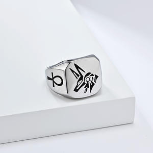 Vintage Anubis Guardian God Titanium Steel <b>Ring</b> Men's Ancient Egyptian Jackal Head Jewelry Gift Silver Color - Product Image 3