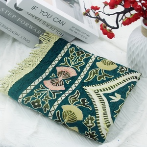 Turkish ethnic style chenille floral Sajadah anti-stain Muslim prayer rug, <b>foldable</b> travel worship mat - Product Image 1