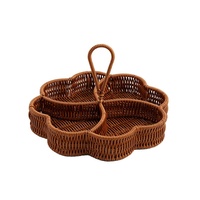 Panier de rangement en PP imitation rotin à quatre compartiments, en forme de fleur, pour fruits, noix, pique-nique, maison, salon, et comme séparateur de collations