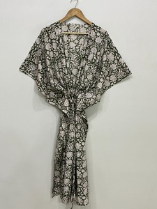 Caftán Corto de Seda Pura, Talla Única, Holgado y Cómodo para Cualquier Talla, Aproximadamente 47 Pulgadas, Proveedor de la India - Product Image 5