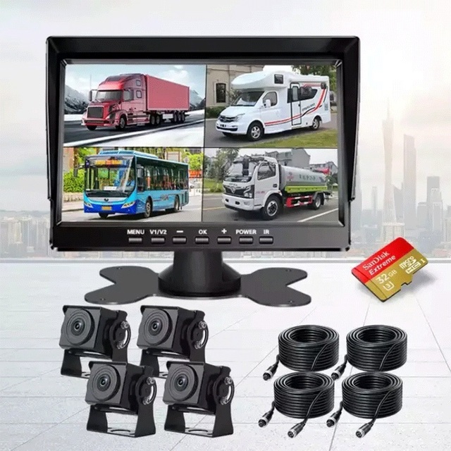 7 Inch Monitor Built-in DVR Video Recording 4 Channel AHD Waterproof Camera Reversing Camera Kits CCTV Rear View Monitor Car Bus