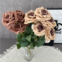Flores Artificiales de Rosa Diamante, Ramo de Seda de 9 Cabezas, Decoración para Bodas y Hogar