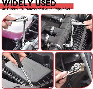 Jeu de douilles multifonctionnel de 46 pièces - Entraînement de 1/4 pouce, qualité industrielle, avec embouts Torx/hexagonaux et barre d'extension de 250 mm pour mécaniciens/bricoleurs - Product Image 2