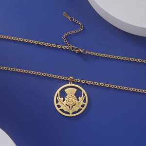 Misthape collana <span class=keywords><strong>fiore</strong></span> di cardo scozzese donna <span class=keywords><strong>simbolo</strong></span> di amore ciondolo in acciaio inox gioielli regalo di San Valentino - Product Image 6