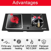 Jual Hot Kualitas Tinggi Double Burner Built-In Rumah Alat Dapur Kompor Gas Kompor Kompor Gas dan Keramik Inframerah cooker
