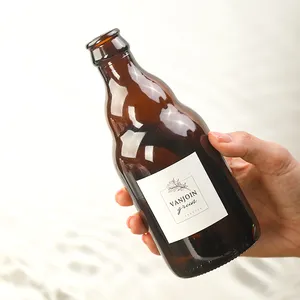 Лидер продаж, прозрачные янтарно-коричневые стеклянные пивные бутылки 330 мл с крышкой короны для упаковки пива и напитков