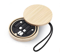 Kit de câbles de charge tout-en-un OEM populaire en gros, cadeau d'affaires élégant, en bambou, 6-en-1, 60W, charge rapide et transfert de données