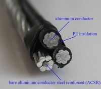 2x2 + 2AWG CONCH Conductor de aluminio PE/XLPE Cable de caída de servicio triplex aislado Lista de precios de cable aéreo ABC