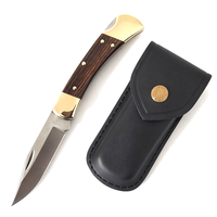 Couteau pliant de survie de haute qualité, manche en bois de santal doré classique, acier 440C, pour le camping, les voyages, la pêche, la chasse, la survie en plein air