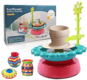 New Product Sunflower with 2 Clay Electric Ceramic Wheel Machine for DIY Air Dry Sculpting Clay,Craft Paint Kit and Educational