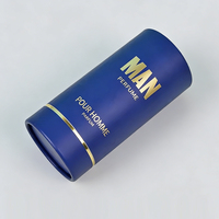 Boîte cylindrique en papier biodégradable avec logo estampé or, emballage de luxe pour le rangement et la présentation de flacons de parfum pour hommes