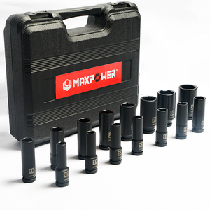 Maxpower Tùy Chỉnh 15Pcs <span class=keywords><strong>6</strong></span> Điểm CR-MO 1/2 Inch Sâu Tác động Ổ Cắm Thiết Lập Với Mở Rộng Thanh - Product Image 1