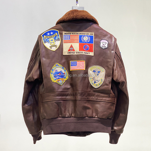 Giacca Bomber G1 Top Gun Personalizzata di Fabbrica di Alta Qualità, Spessa, in Vera Pelle Bovina con Collo di Agnello, <span class=keywords><strong>Abbigliamento</strong></span> Casual Unisex in Cotone - Product Image 2