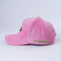 Gorras de Béisbol Rosadas con Logotipo Personalizado Bordado OEM, Gorras Deportivas Unisex de Corduroy con Visera Curva y Cierre a Presión