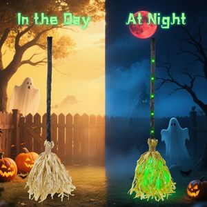 Balai de sorcière animé pour Halloween, décoration magique avec son et lumière activés par le toucher, sons effrayants, danse intérieure - Product Image 6