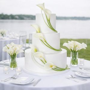 Flores Artificiales <span class=keywords><strong>de</strong></span> Lirio Blanco EVA para Decoración <span class=keywords><strong>de</strong></span> Pasteles, Lirios Calla Blancos Artificiales para Decoración <span class=keywords><strong>de</strong></span> Pasteles <span class=keywords><strong>de</strong></span> <span class=keywords><strong>Boda</strong></span> - Product Image 1