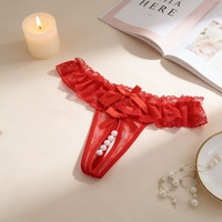Lingerie Wanita Seksi Berenda dengan Desain Terbuka di Bagian Selangkangan, Desain Pijat Mutiara yang Menggoda, Mudah Dipakai, Bahan Spandex, ODM
