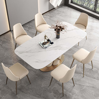 Table à manger moderne légère de luxe simple en ardoise chaise combinaison design créatif taille dorée Table à manger de restaurant salon