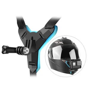 Full Face Helm Chin Mount Jaw Holder Tali Helm Sepeda Motor untuk GoPro Hero 10 9 8 7 6 5 Yi 4K SJCAM Kamera Aksi Olahraga