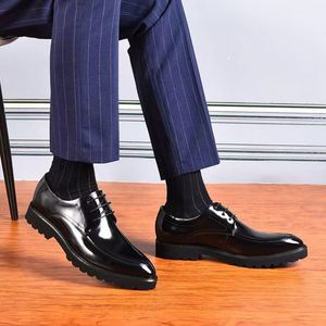 Luxury Men's Casual Leather Loafers Lace-up Shoes 2025 Office <b>Wedding</b> Business <b>Flats</b> Closed Toe Autumn Barefoot Comfort - Product Image 3