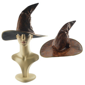 SOLPOP Halloween jeu femmes plissé sorcière <span class=keywords><strong>chapeau</strong></span> velours Faux cuir cape mascarade assistant habiller Cos Costume fête accessoire - Product Image 1