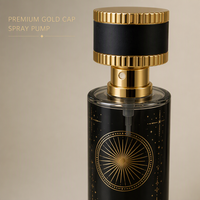 Flacon de parfum en verre vide en gros, 250 ml, bleu clair, cylindrique avec bouchon doré, emballage de luxe personnalisé avec logo, flacon pulvérisateur