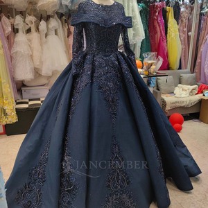 Lsany223 Vestido de Noche Moderno Azul para Maternidad, Estilo Bola, con Cola Capilla y Escote Corazón, Personalizable por el Fabricante, para Mujeres Musulmanas - Product Image 2