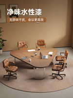 HYZ-274X Table de conférence longue moderne avec panneau en PET, design minimaliste, ensemble de 6 chaises, plastique résistant aux taches