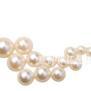 Perles plates rondes imitation perle, blanc cassé, en plastique ABS pour la fabrication de bijoux - Product Image 3